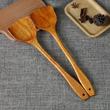 1Pcs Bamboo and Wood Shovel Chinese Kitchen Spatula 39cm Non Stick Pan Long Handle Wooden Shovel Kitchen Cooking Tools Spatula