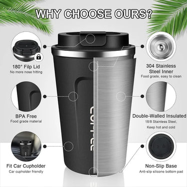 Stainless Steel Coffee Cup Smart Touch Temperature Display 380ml/510ml Stainless Steel Vacuum Insulated Tumbler With Digital Lid