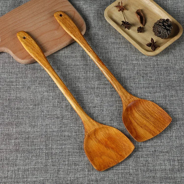 1Pcs Bamboo and Wood Shovel Chinese Kitchen Spatula 39cm Non Stick Pan Long Handle Wooden Shovel Kitchen Cooking Tools Spatula