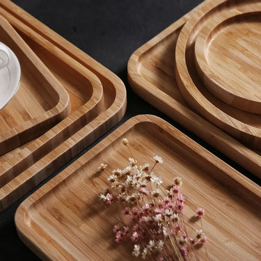 Bamboo wooden tray creative bamboo pizza tea tray Japanese rectangular household cake bread solid wood