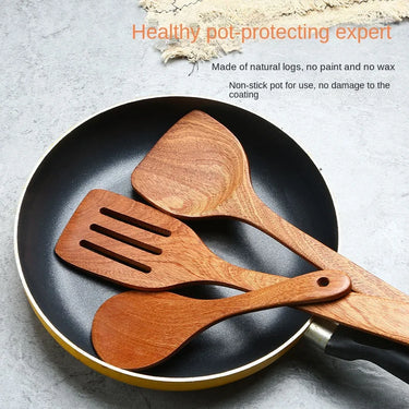 Wooden Spatula Wooden Spoon Frying Spatula Solid Wood High Temperature Resistant Soup Spoon No Paint No Wax Natural Material