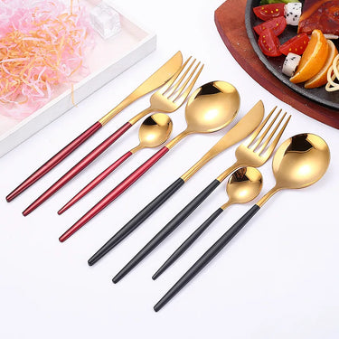 4Pcs Stainless Steel Golden Cutlery Set Black Luxury Dinnerware Sets Kitchen Cutlery Tablewareware Set  Fork Spoons Knives Set